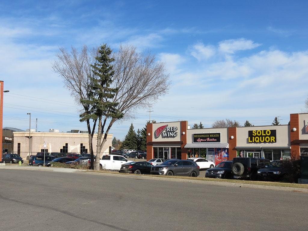 Gaetz Plaza storefronts, completed facade renovation, Red Deer