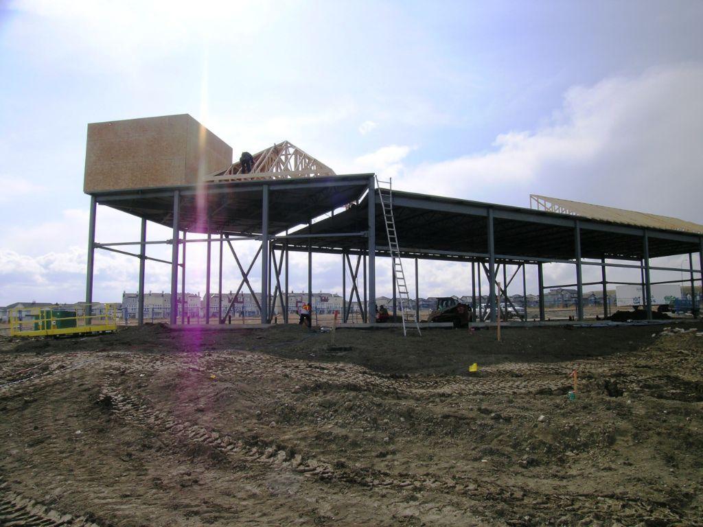 Westmount Plaza mid-construction, steel frame